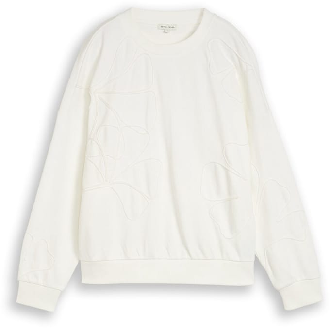 Tom Tailor - Loose fit sweatshirt met bloemenprint - Maat XXL - Whisper White