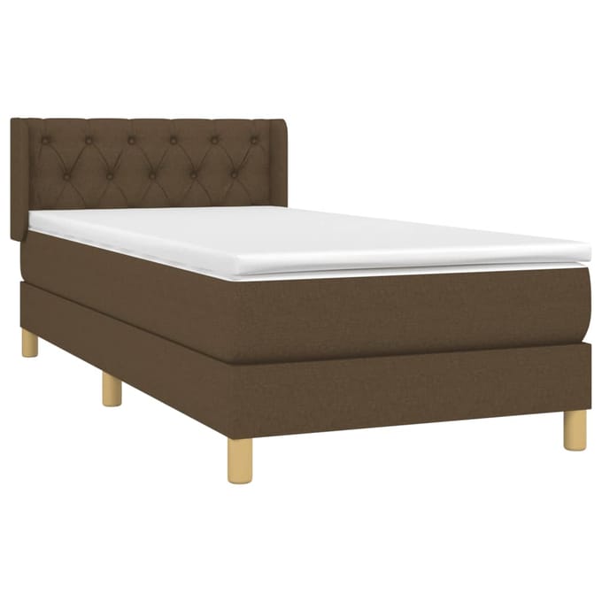 vidaXL - Boxspring - met - matras - stof - donkerbruin - 80x200 - cm
