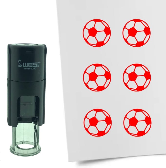 CombiCraft Stempel Voetbal 10mm rond - rode inkt