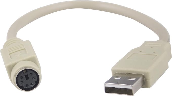 DELTACO USB-82 USB 2.0 PS/2 kabeladapter/verloopstukje