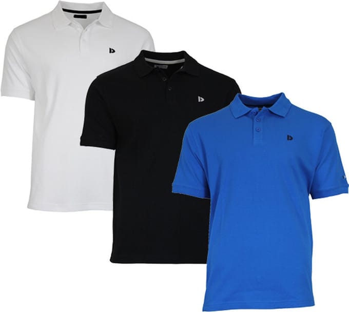 3-Pack Donnay - Polo (Noah) - Sportpolo - Heren - White/Black/Active blue (405) - maat M