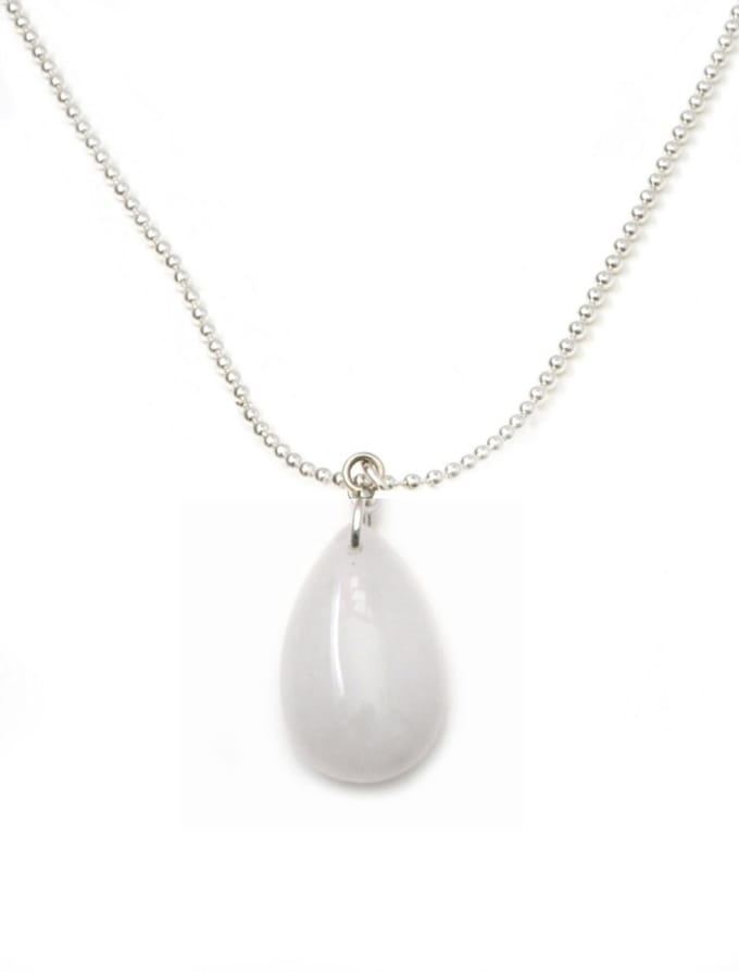 IbizaMen - Heren - ketting - ballchain - rvs - edelsteen - melk - quartz - drop