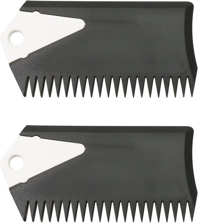 Surf Wax Kam - Wax Tool - Surfboard Onderhoud - Met Fin Sleutel - 2 Stuks - Zwart Wit