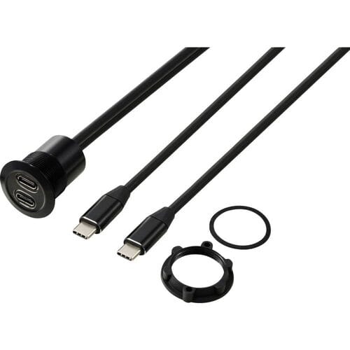 TRU COMPONENTS TC-13376320 USB-C (3.1) 2x bus/stekker, 1 m kabel, zwart 1 stuk(s)