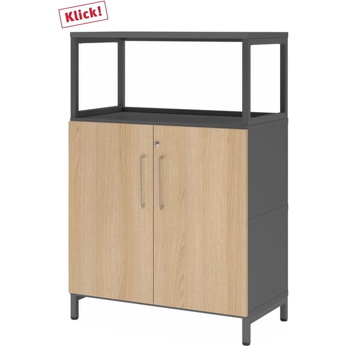 FlexWall | 3 OH | Deuren + frame | met sokkel - Grafiet/Eiken