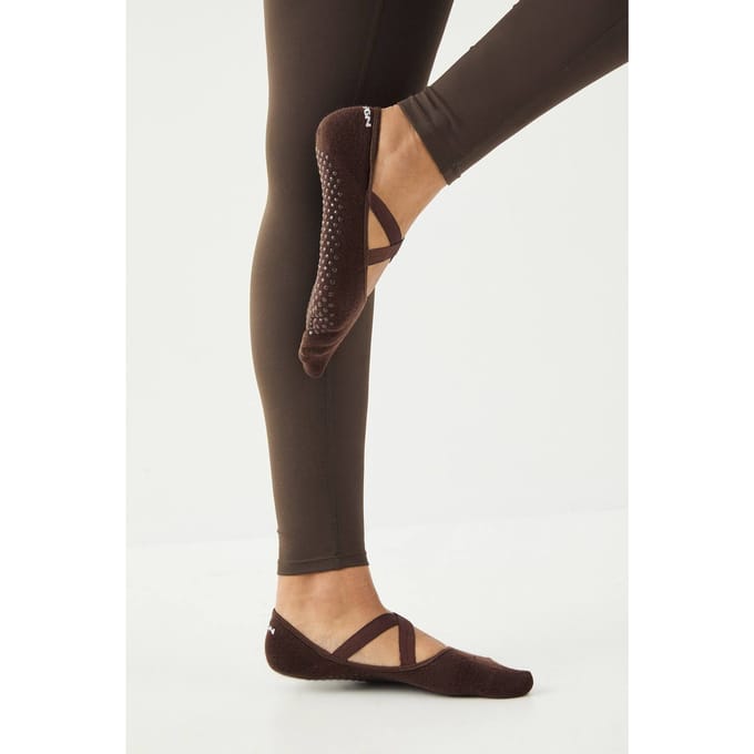 Dames DSGN Studio Pilates Yoga Grip Sokken | Espresso