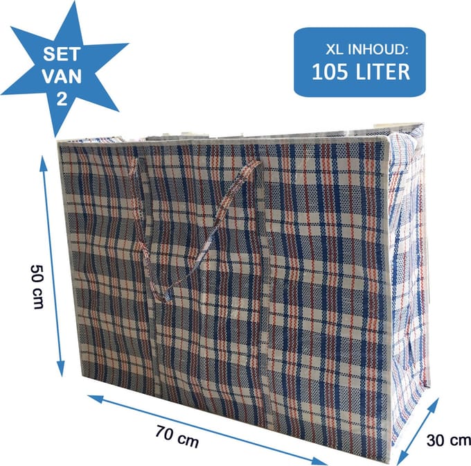 Big Shopper / Opbergtas / Waszak XL - 70 x 50 cm - Set van 2 - Blauw