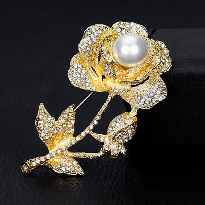 Legering Strass Parel Exquise High-End Rozen Broche Kleding Accessoires white