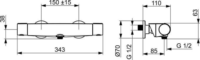 Hansa Optima - Thermostatische douchekraan, chroom 65140201