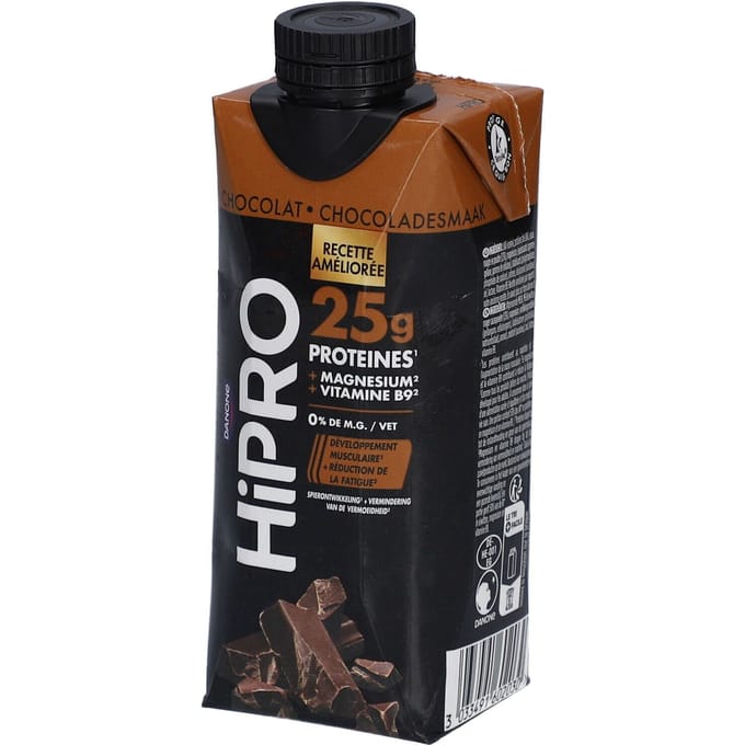 Danone HiPRO Eiwitshake – Chocolade – 25g Proteïne – 8 x 330ml – Lactosevrij