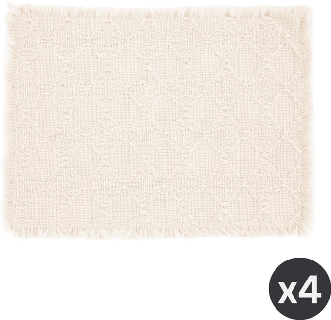 Tiseco - Placemat NOVA - SET/4 - boho - stof - 33x45 cm, ivoor