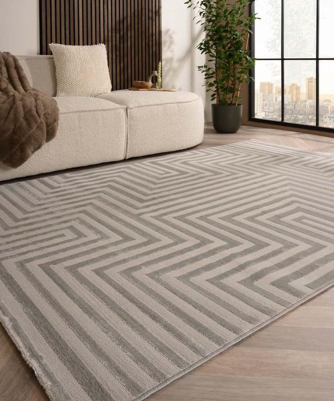 Scandinavisch vloerkleed - Serene Lys zilver 280x370