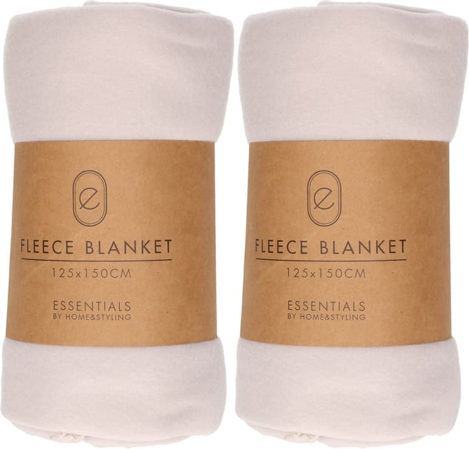 Fleece dekens/plaids - 2x - lichtgrijs - 125 x 150 cm