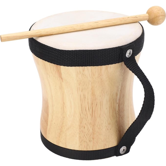 Handdrumstel Hout Schapenvacht Top Professioneel Percussie-instrument Trommel met Stok Zwart beige