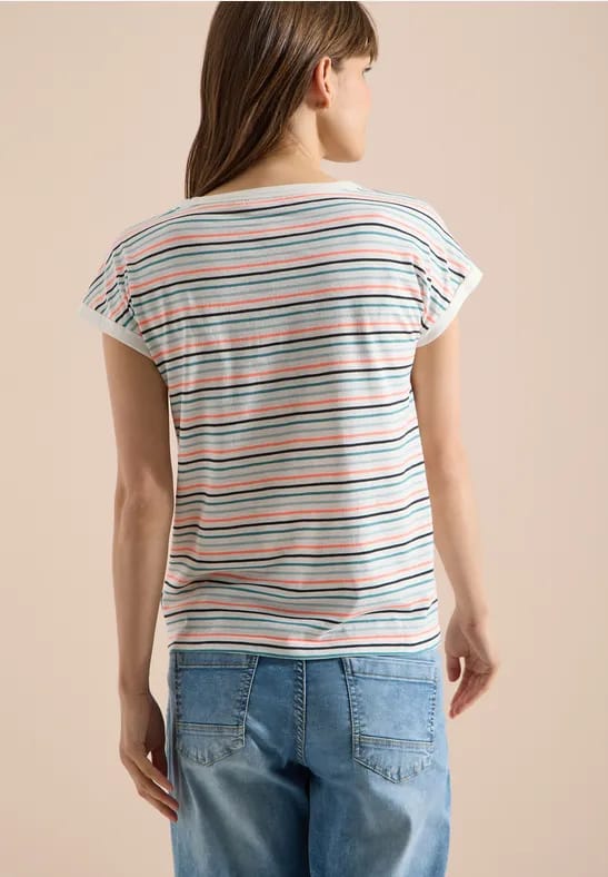 Shirt met boothals en omslagdetail