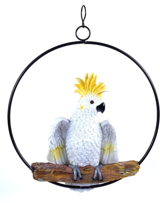 H&H Collection - Wanddecoratie - Hangdecoratie - Ring - Vogel - Kaketoe - 20 cm