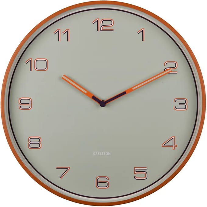Karlsson Wandklok Lined Numbers - Oranje - Ø40cm - Wandklok Scandinavisch