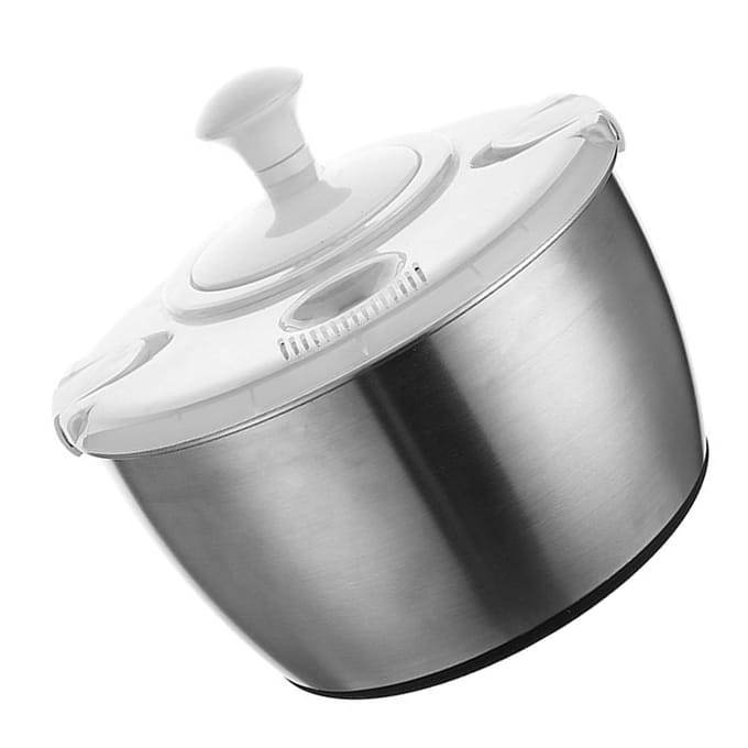 Handmatige Saladeslinger Roestvrij Staal Handmatige Rotatie Groente Wasmachine Droger voor Thuis gray