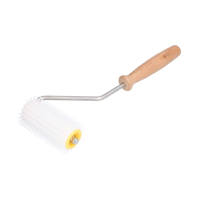 Plastic Honing Ontzegelroller met Houten Handvat Bijenkorf Extractieroller Imkergereedschap white