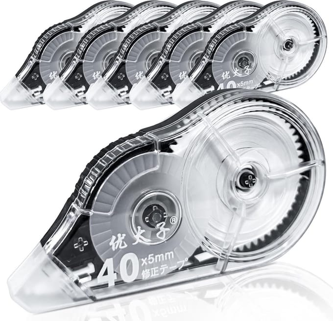 Extra Grote Capaciteit Correctielint, 6 Rollen Wit Correctieketting voor School en Kantoor