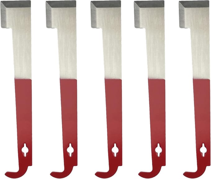 5-Pack Imker Gereedschap Set: Staal J-Haak, Bijenkorf Frame Lifter en Schraper
