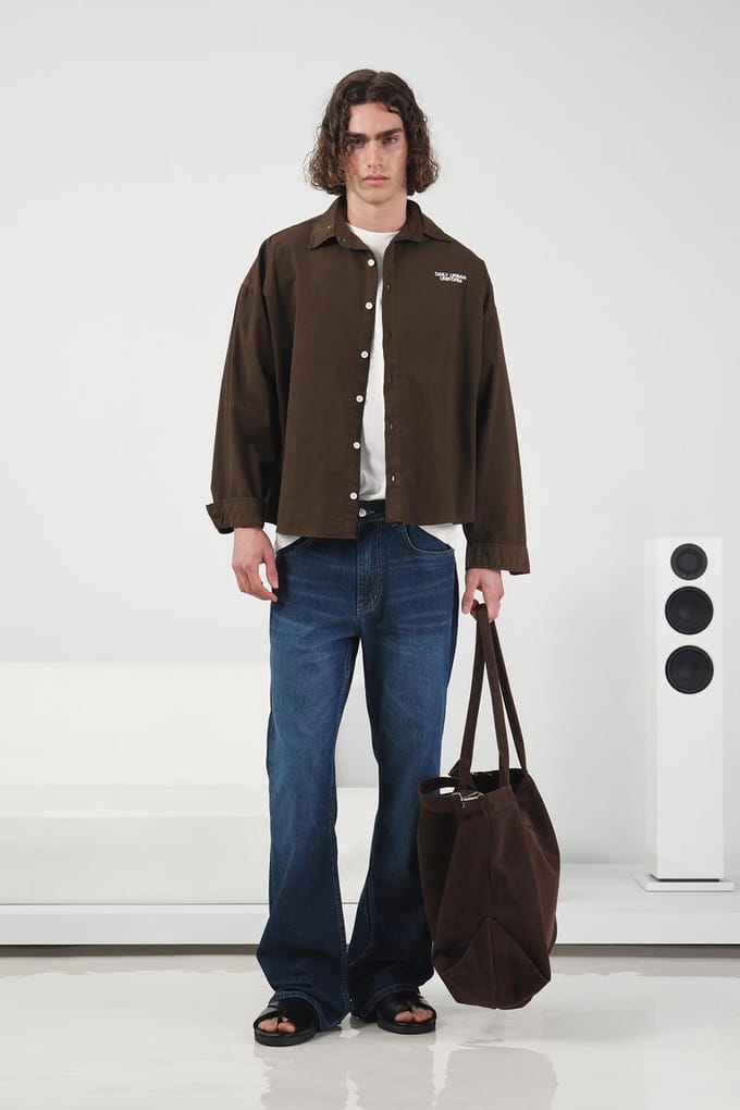 Heren Oversized Korte Katoenen Poplin Shirt