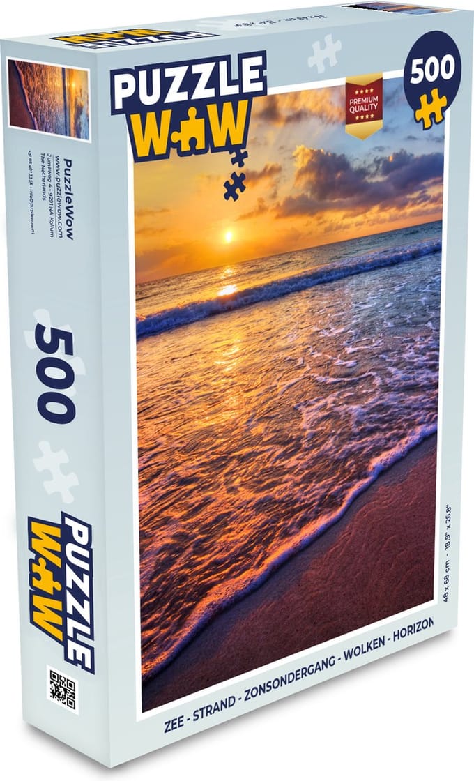 Puzzel Zee - Strand - Zonsondergang - Wolken - Horizon - Legpuzzel - Puzzel 500 stukjes
