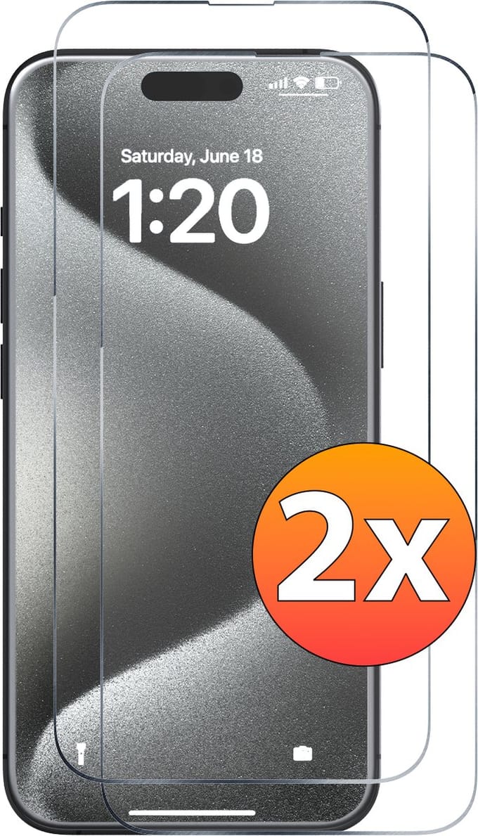 Screenprotector - Geschikt Voor iPhone 15 Pro Max Tempered Gehard screen protector - 2 stuks Extra sterk beschermglas