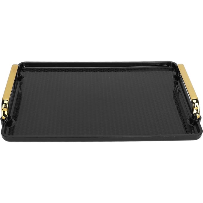 Decoratief Dienblad Elegant Exquise Textuur Ergonomisch Serveerblad met Handvatten voor Schoonheidsproducten zwart