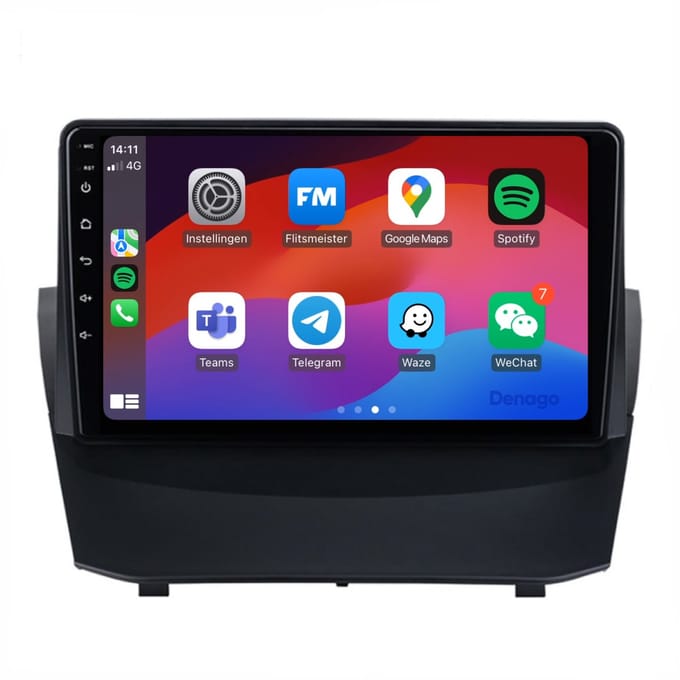 CarPlay autoradio geschikt voor Ford Fiesta | 2013 t/m 2017 | Android 13 | Draadloos Apple CarPlay & Android Auto | 2GB + 32GB | QuadCore processor | Denago DNG-A06 | 2025 model | 2013 2014 2015 2016 2017 | Bluetooth & Wifi
