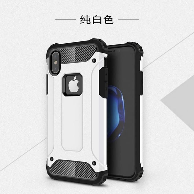 Ntech hoesje Geschikt voor iPhone Xr Dual layer Rugged Armor hoesje - Zilver