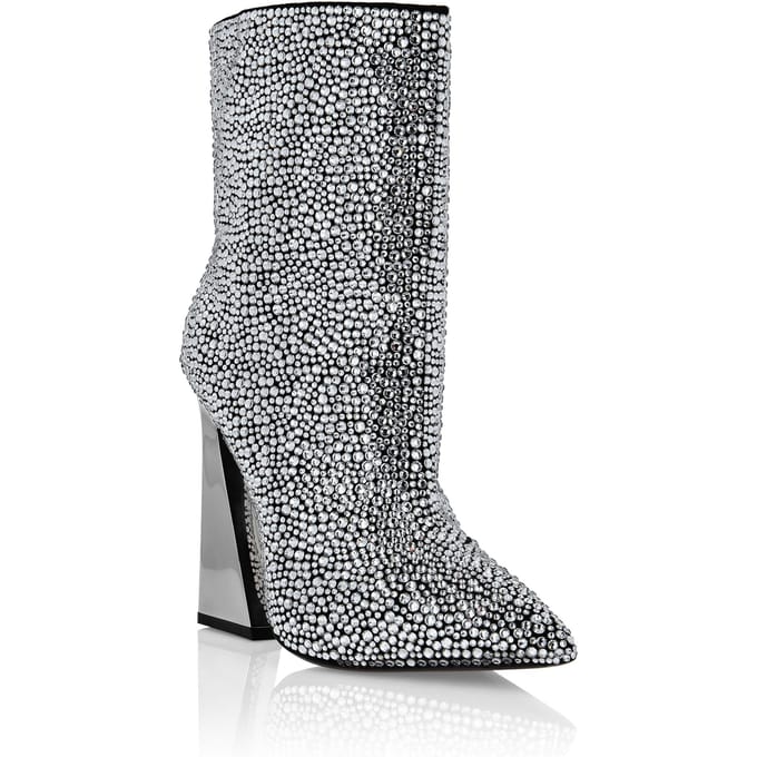 Leather Boots High Heels Mid Stones