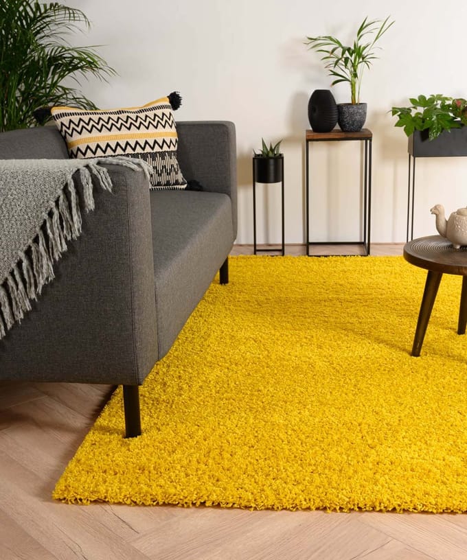 Hoogpolige loper - Shaggy Trend geel 80x250
