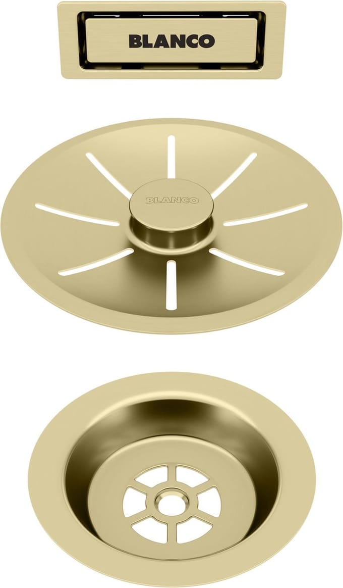 Afvoerset C-overflow, voor enkele spoelbak, goud