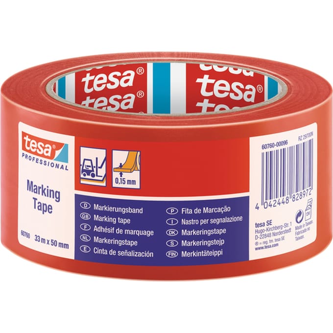 Tesa tesaflex Serie - PVC Waarschuwingslint - 33m x 50mm - Rood