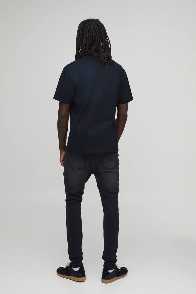 Essential Skinny Fit Stretch Jeans | Washed Black | Size 48S