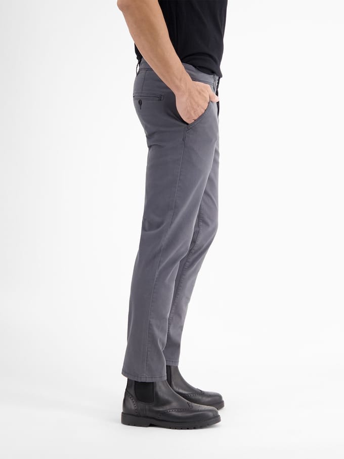 LERROS Basic chino van gestructureerde stof, slim fit , Maat: W32_L30 , Kleur: DARK GRAPHITE , 80% katoen, 17% lyocell, 3% elastaan