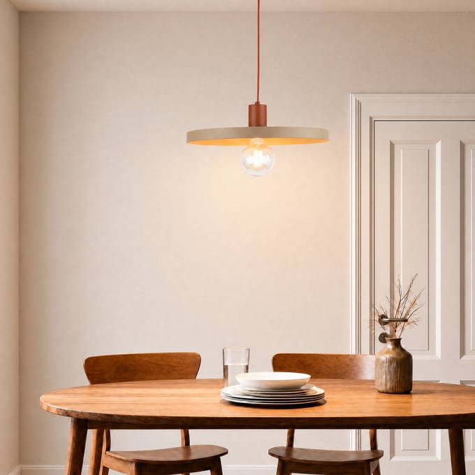 TK Lighting Hanglamp Sila, zand/rood, metaal, Ø 45 cm, E27