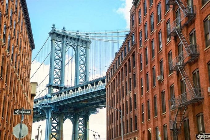 Fotobehang - Manhattan Bridge 375x250cm - Vliesbehang