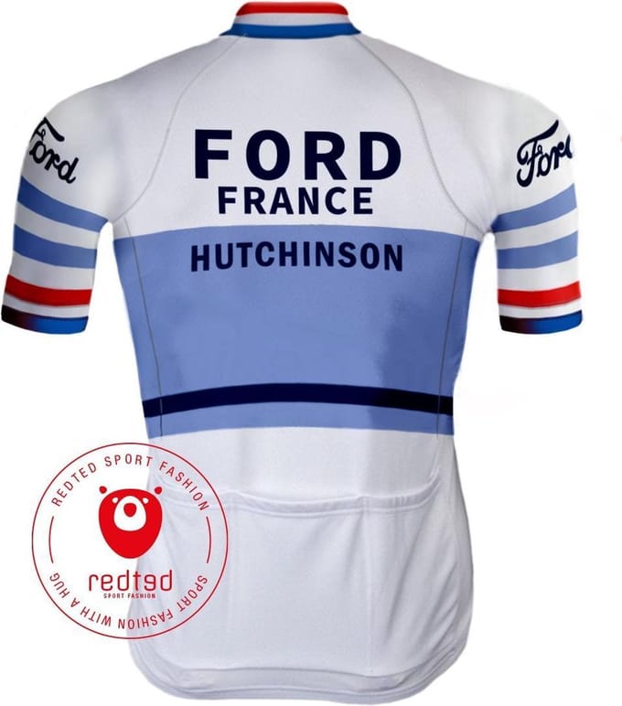 Retro Wielershirt Ford Wit/Blauw - REDTED - S