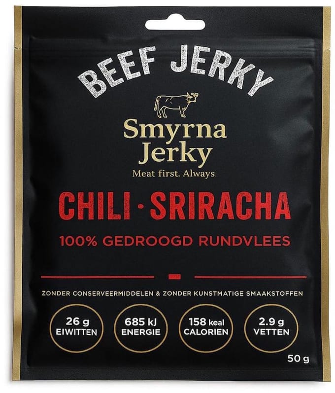 Beef Jerky Chili-Sriracha – 100% Rundvlees – 3 x 50 g