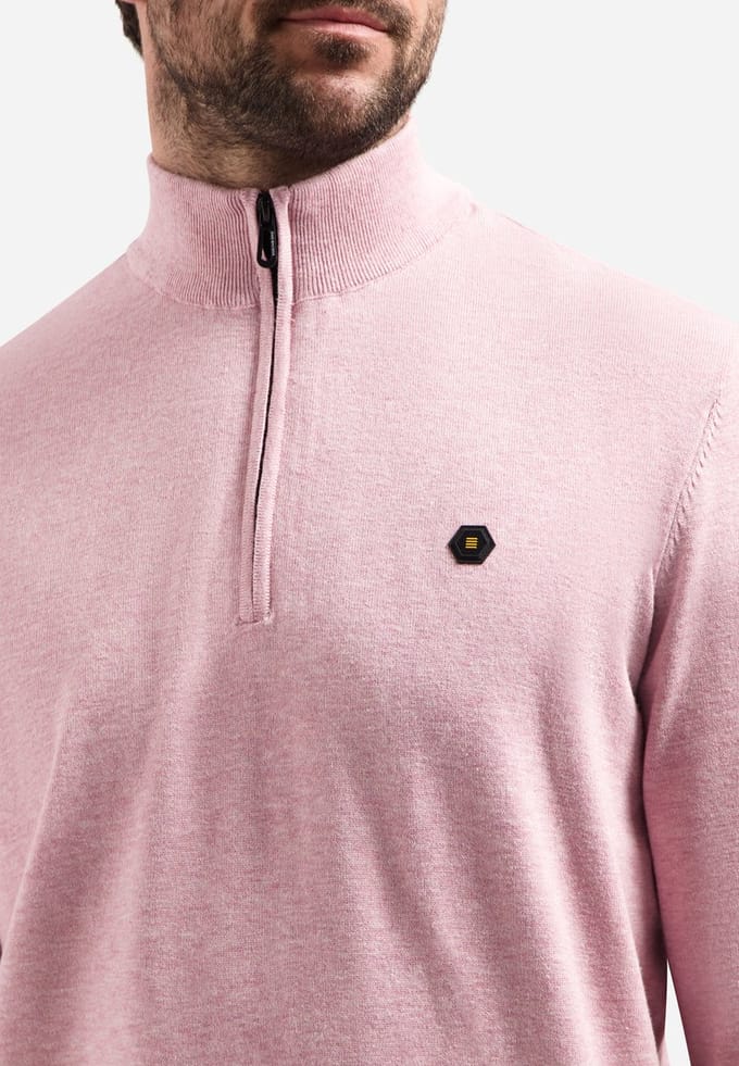 No Excess Pullover stand up collar half zip m light mauve