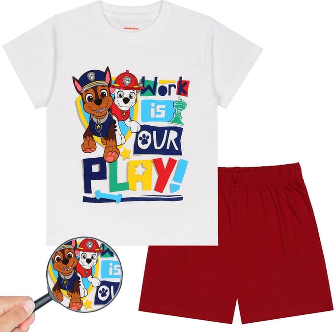 Paw Patrol Jongens Wit en Rood Pyjama met Korte Broek