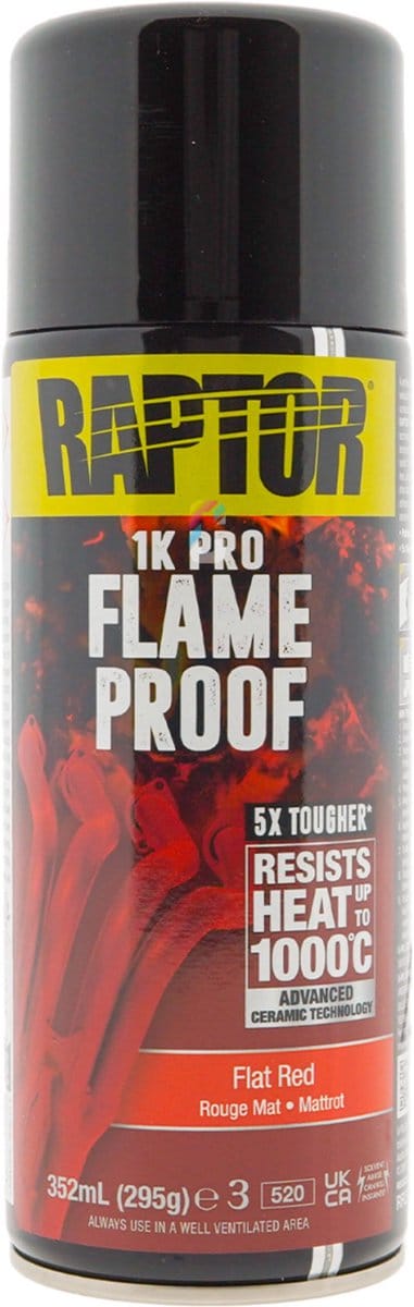 Raptor Flameproof - Hittebestendige Verf ROOD MAT spuitbus 400ml