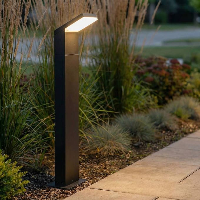 Arcchio - LED buitenlamp - 1licht - aluminium, polycarbonaat - H: 100 cm - donkergrijs, wit - Inclusief lichtbron