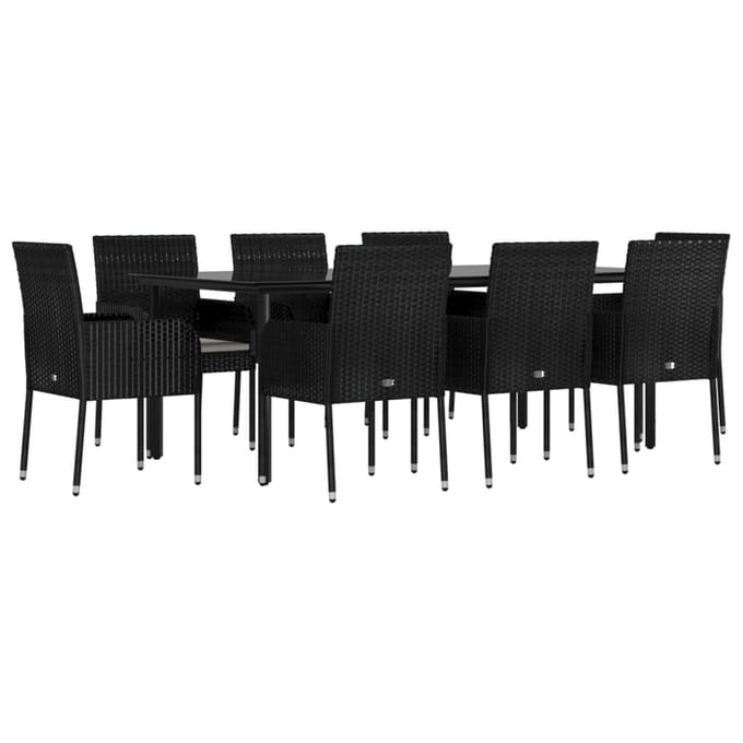 vidaXL - 9-delige - Tuinset - poly - rattan - zwart