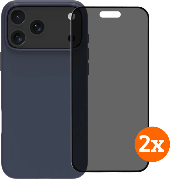 BlueBuilt Protective Cover MagSafe iPhone 17 Pro Max Blue + Privacy Protector Duo Pack