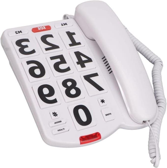 Telefoon met knoppen - Vaste telefoon - Eenvoudig bellen - Extra luid volume - 2.5 meter snoer - Wit