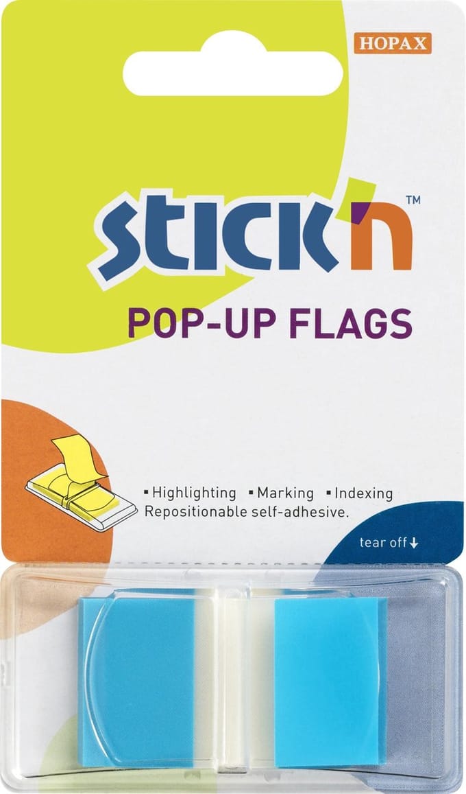 Stick'n Index tabs - 45x25mm - Blauw - Rechthoekig - 50 tabs