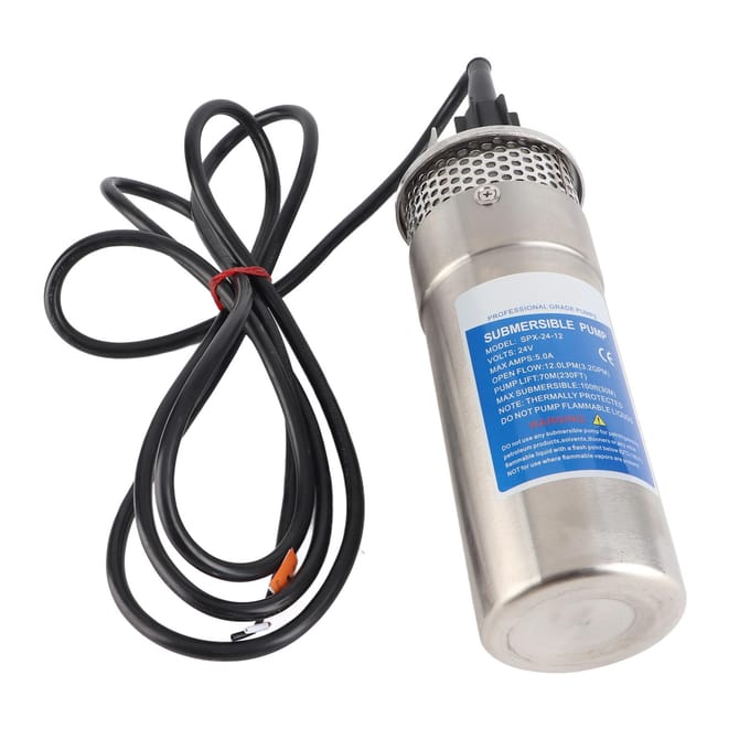 24V Dompelbronwaterpomp 5A 12LPM Maximale Opbrengst Meerdere Voedingen 12L Zonnebooster